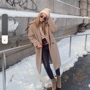 Apparis Daryna Faux Shearling Teddy Coat in Taupe